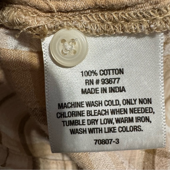 St. John's Bay Women Beige Plaid Collared 3/4 Sleeve Button Down Shirt Shirt L - Picture 9 of 13